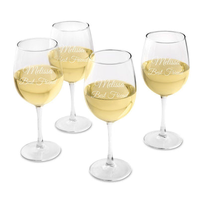 Personalized Set of 4 White Wine Glasses - 2Line - JDS
