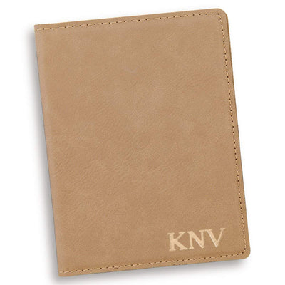 Personalized Light Brown Passport Holder - Gold - JDS