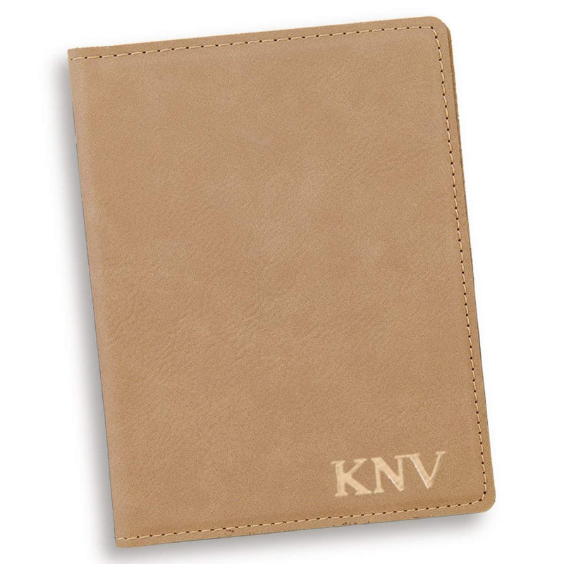 Personalized Light Brown Passport Holder - Gold - JDS