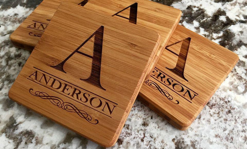 Personalized 11x14 Bamboo Cutting Board & Set of 4 Bamboo Coasters -  - Qualtry