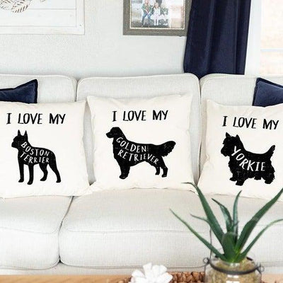 Personalized Dog Breed Throw Pillow Covers -