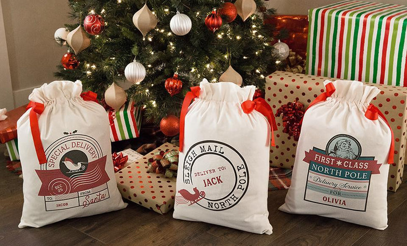 Personalized Drawstring Santa Sacks -  - Qualtry