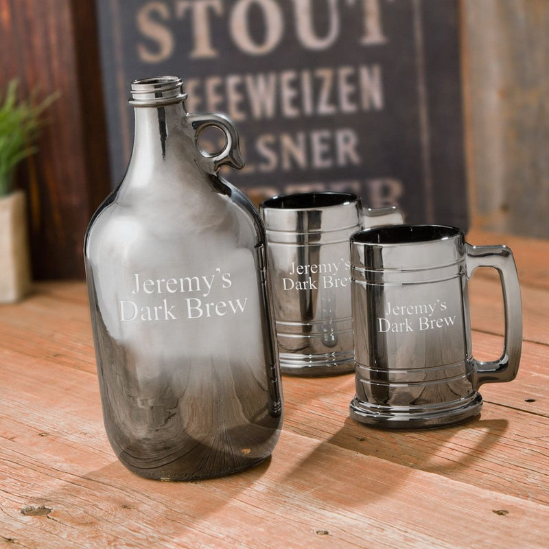 Personalized Gunmetal Growler & Beer Mug Set -  - JDS