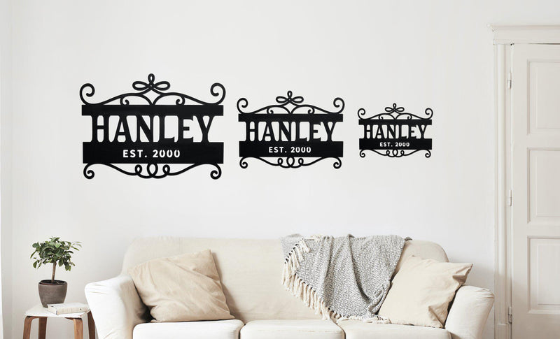 Personalized Family Name Horizontal Metal Sign – Hanley Design - - Completeful