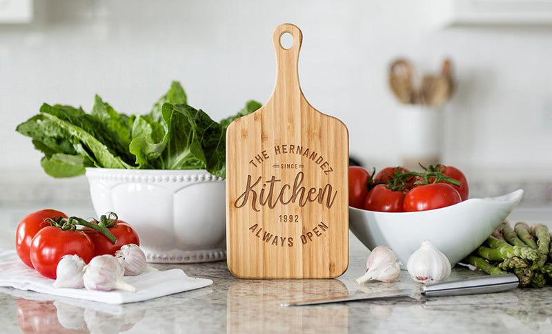 Personalized Handled Bamboo Serving Boards (Modern Collection)- Small -
