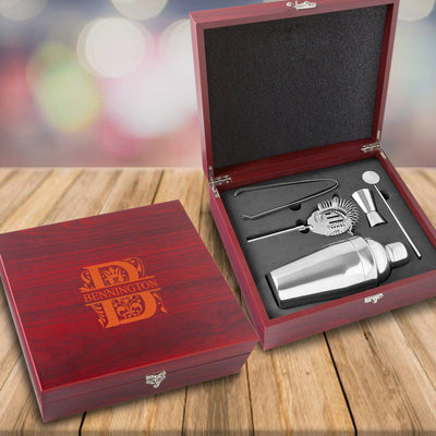 Personalized Rosewood Martini Gift Set Box -