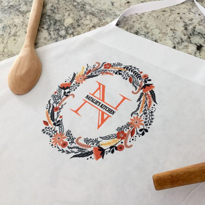 Personalized Floral Wreath Aprons -  - Qualtry