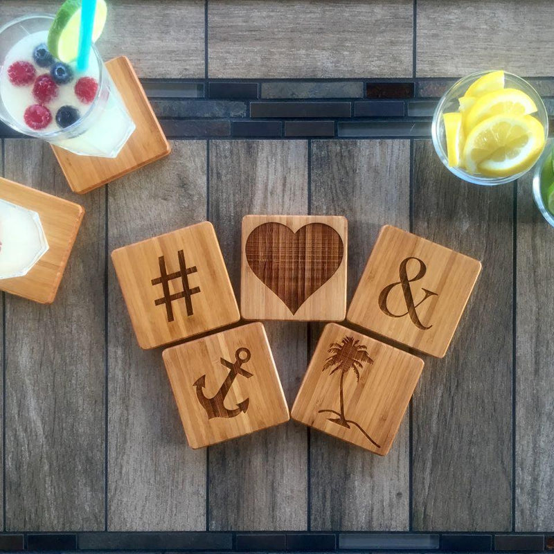 Personalized Scrabble Letter Thick Bamboo Coasters -  - Qualtry