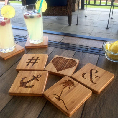 Personalized Scrabble Letter Thick Bamboo Coasters -  - Qualtry