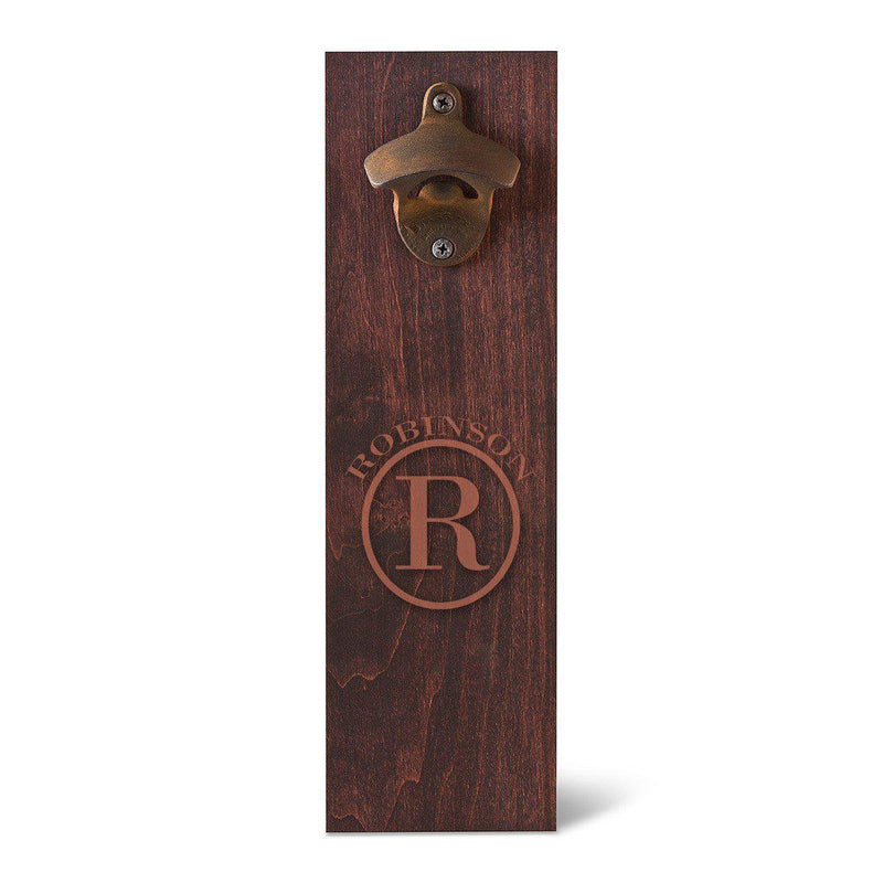 Personalized Wood Wall Mounted Bottle Opener - Circle - JDS