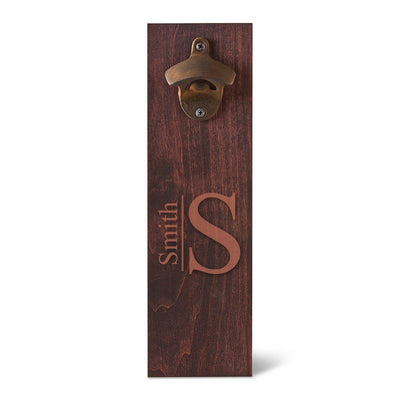 Personalized Wood Wall Mounted Bottle Opener - Modern - JDS