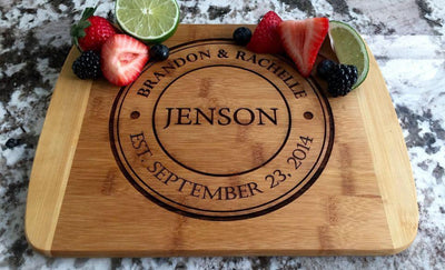 Personalized 8.5x11 Bamboo Cutting Board with Rounded Edge -  - Qualtry