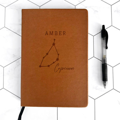 Personalized Astrology Zodiac Sign Leather Journals -  - Qualtry