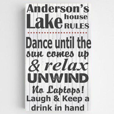 Personalized Cabin Rules Canvas Sign - Black - JDS
