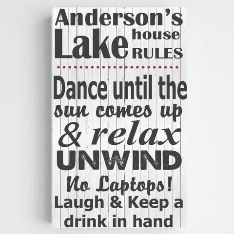 Personalized Cabin Rules Canvas Sign - Black - JDS