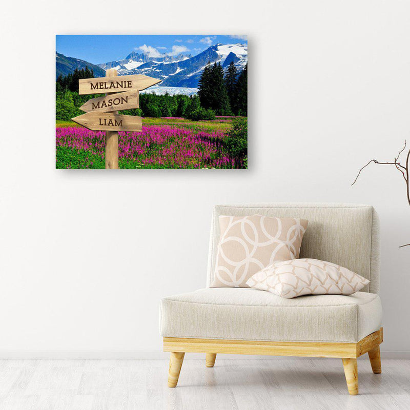 Personalized Mountain Meadow Canvas Print with Family Names -  - JDS