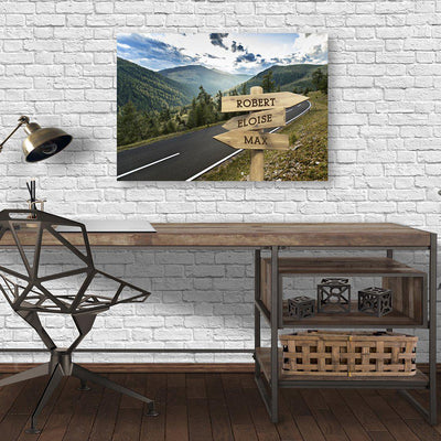 Personalized Mountain Road Canvas Print with Family Names -  - JDS
