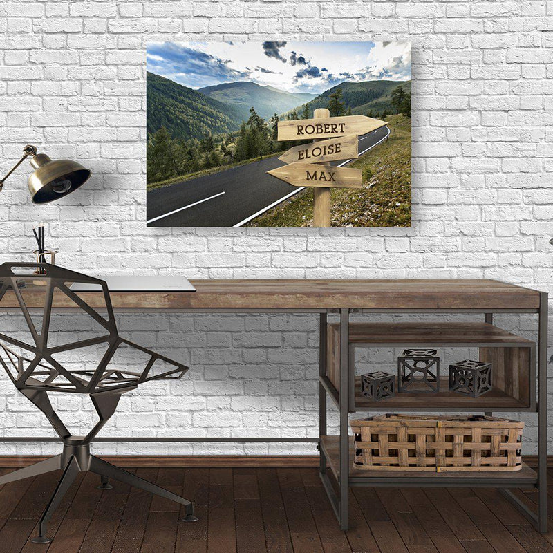 Personalized Mountain Road Canvas Print with Family Names -  - JDS