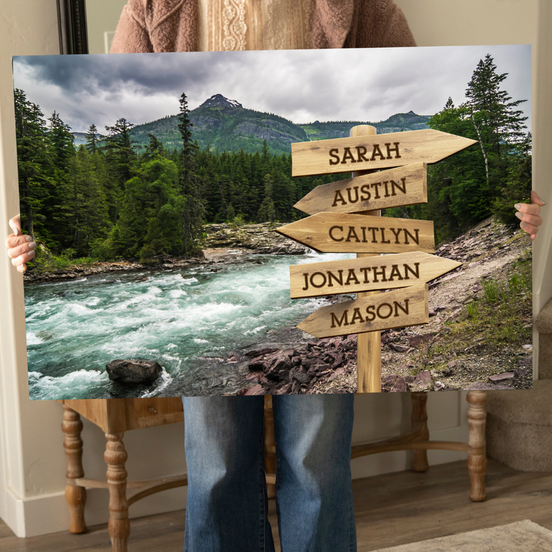 Personalized River Canvas Print with Family Names -  - JDS