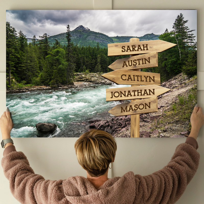 Personalized River Canvas Print with Family Names -  - JDS
