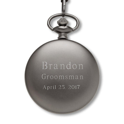 Personalized Gunmetal Pocket Watch with Gears -  - JDS