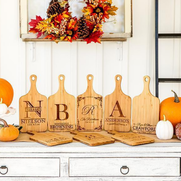 Personalized Handled Bamboo Cutting Boards -