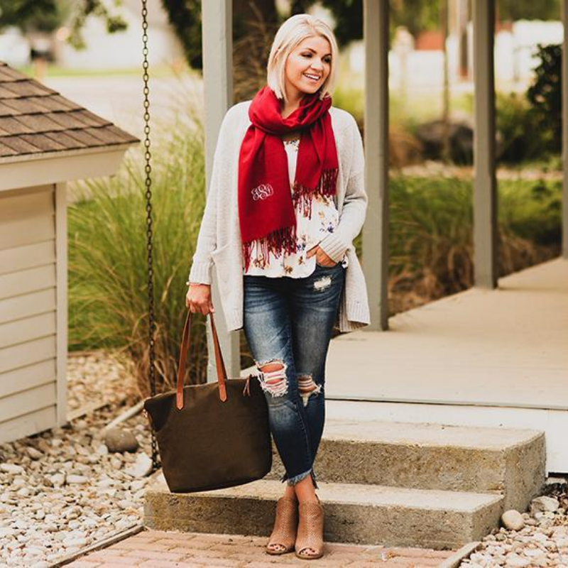 Personalized Pashmina Scarves - Maroon - Qualtry