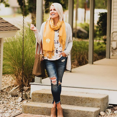 Personalized Pashmina Scarves - Mustard - Qualtry