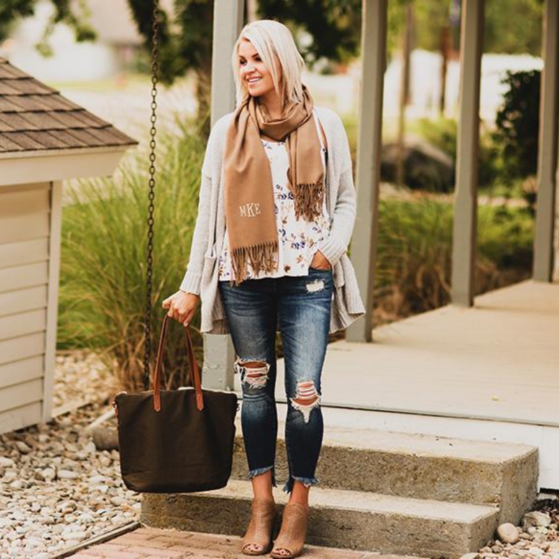 Personalized Pashmina Scarves - Tan - Qualtry