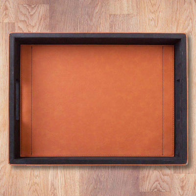 Personalized Brown Vegan Leather Serving Tray -