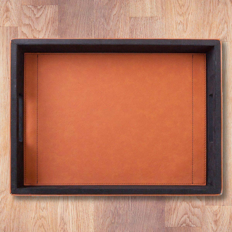 Personalized Brown Vegan Leather Serving Tray -