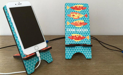 Personalized Cell Phone Stands - Aqua Pattern -  - Qualtry