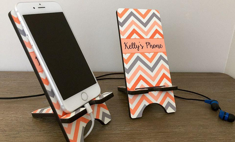 Personalized Cell Phone Stands - Chevron Pattern -  - Qualtry