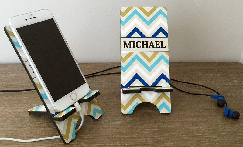 Personalized Cell Phone Stands - Chevron Pattern -  - Qualtry