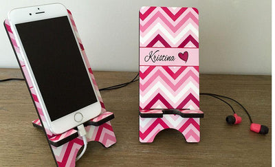 Personalized Cell Phone Stands - Chevron Pattern -  - Qualtry