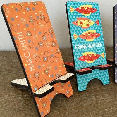 Personalized Cell Phone Stands - Aqua Pattern -  - Qualtry