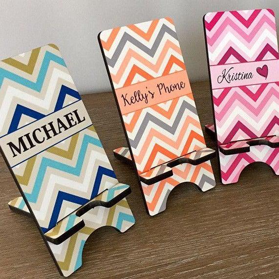 Personalized Cell Phone Stands - Chevron Pattern -  - Qualtry