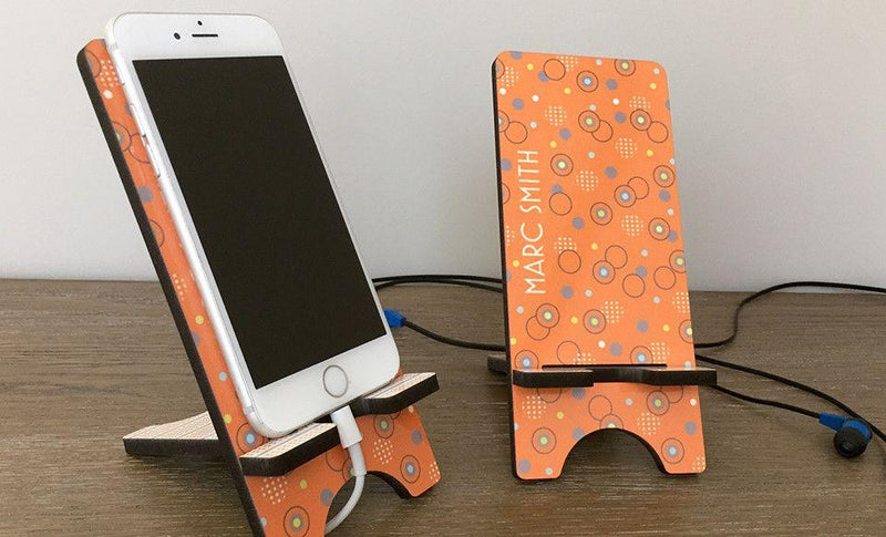 Personalized Cell Phone Stands - Aqua Pattern -  - Qualtry