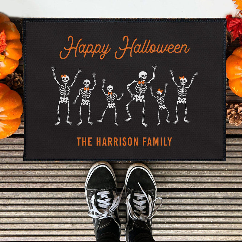 Personalized Happy Halloween Skeleton Doormat -  - JDS