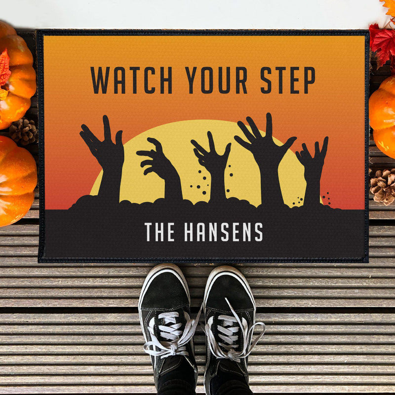 Personalized Watch Your Step Halloween Doormat -  - JDS