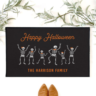 Personalized Happy Halloween Skeleton Doormat -  - JDS