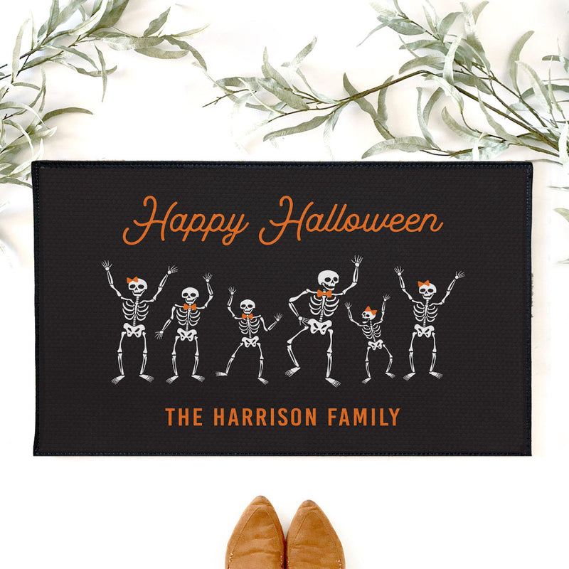 Personalized Happy Halloween Skeleton Doormat -  - JDS
