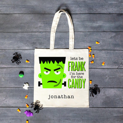 Personalized Frankenstein Candy Halloween Tote Bag -