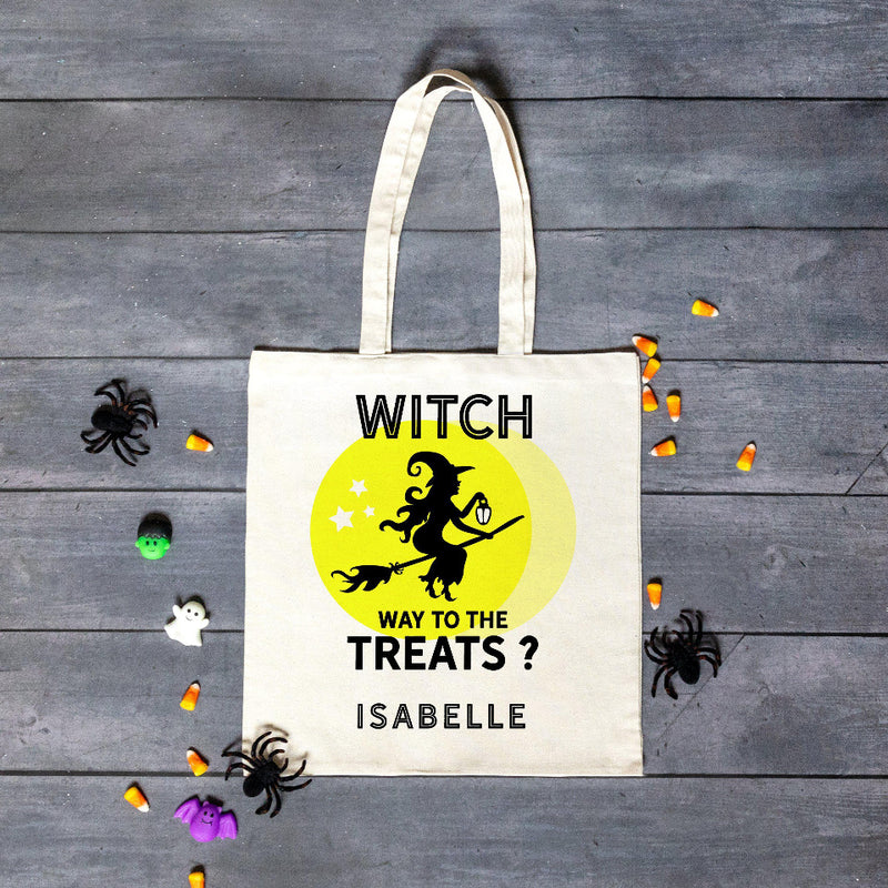 Personalized Witch Way to the Treats Halloween Tote Bag -  - JDS