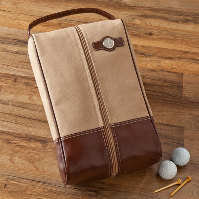 Personalized Leather and Canvas Golf Shoe Bag -  - JDS