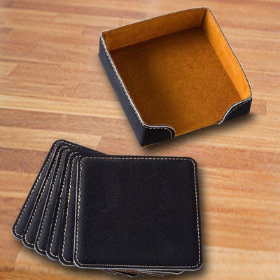 Personalized Black Square Coaster Set -  - JDS