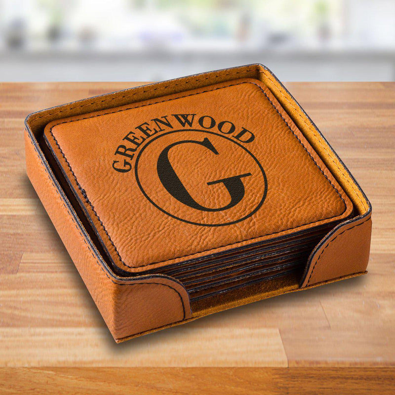 Personalized Rawhide Square Coaster Set - RawhideCircle - JDS