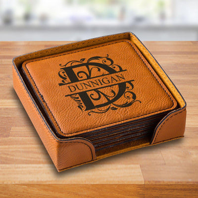 Personalized Rawhide Square Coaster Set - RawhideFiligree - JDS