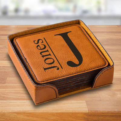 Personalized Rawhide Square Coaster Set - RawhideModern - JDS