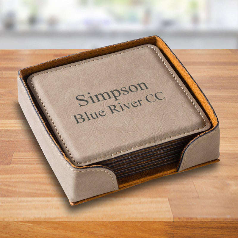 Personalized Tan Square Coaster Set - Tan2Lines - JDS